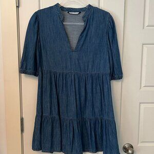Zara Blue Denim tiered mini dress